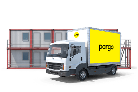 Pargo delivery trcuk standing front of warehouse.