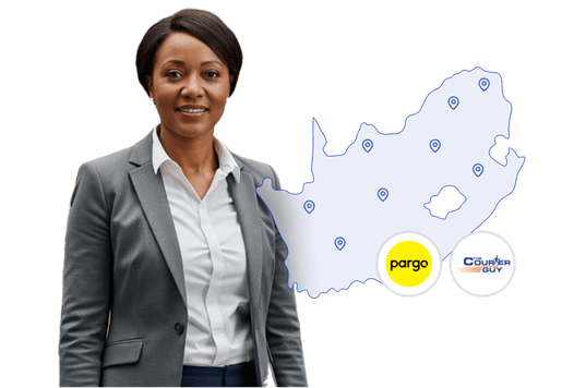 A woman with pickup delivery points in a map.